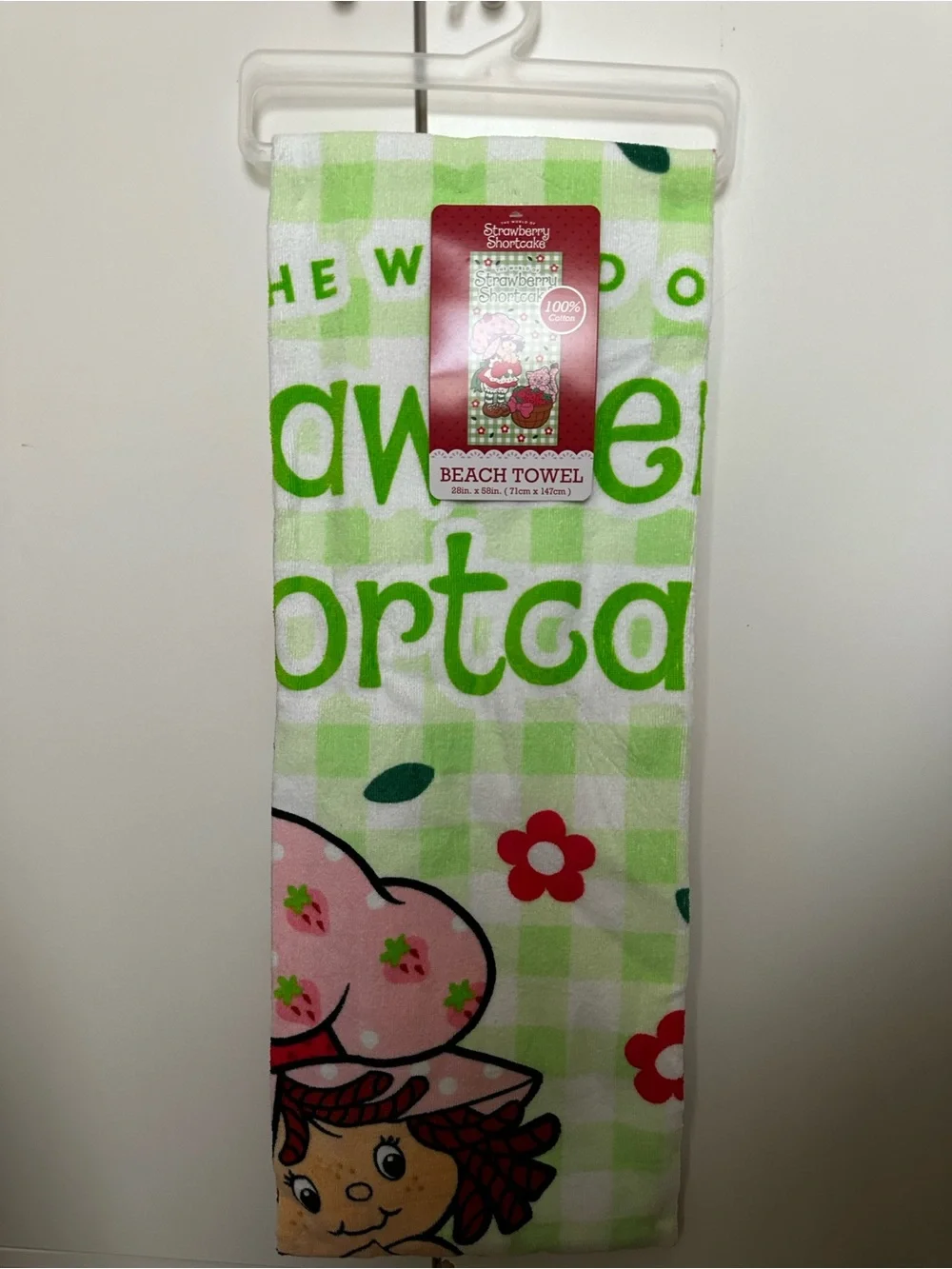 Strawberry Shortcake Green Check Beach Towel